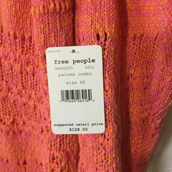 Free People Sweater Womens XS Open Stitch V-Neck Oversized Pullover Tunic Summer - Picture 5 of 8